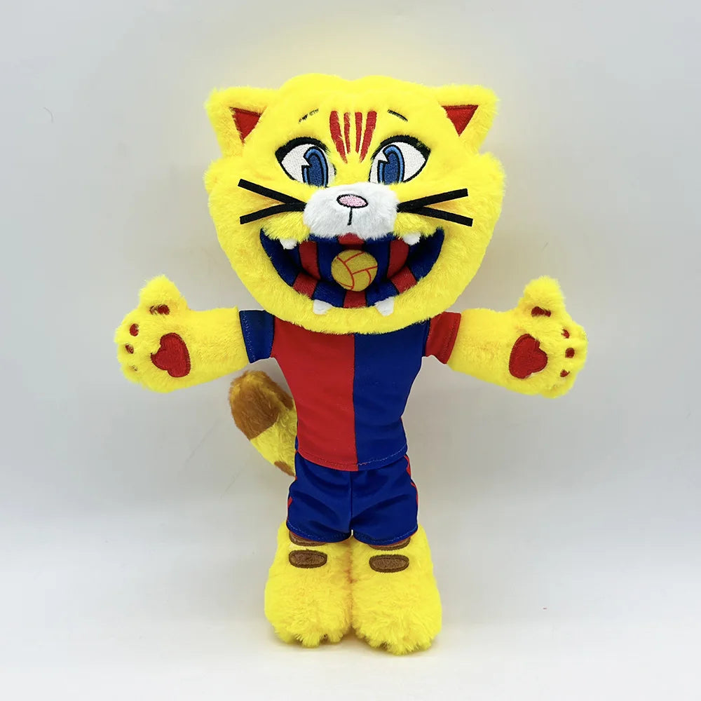 Football club cat plush toy soft plush material close-up
