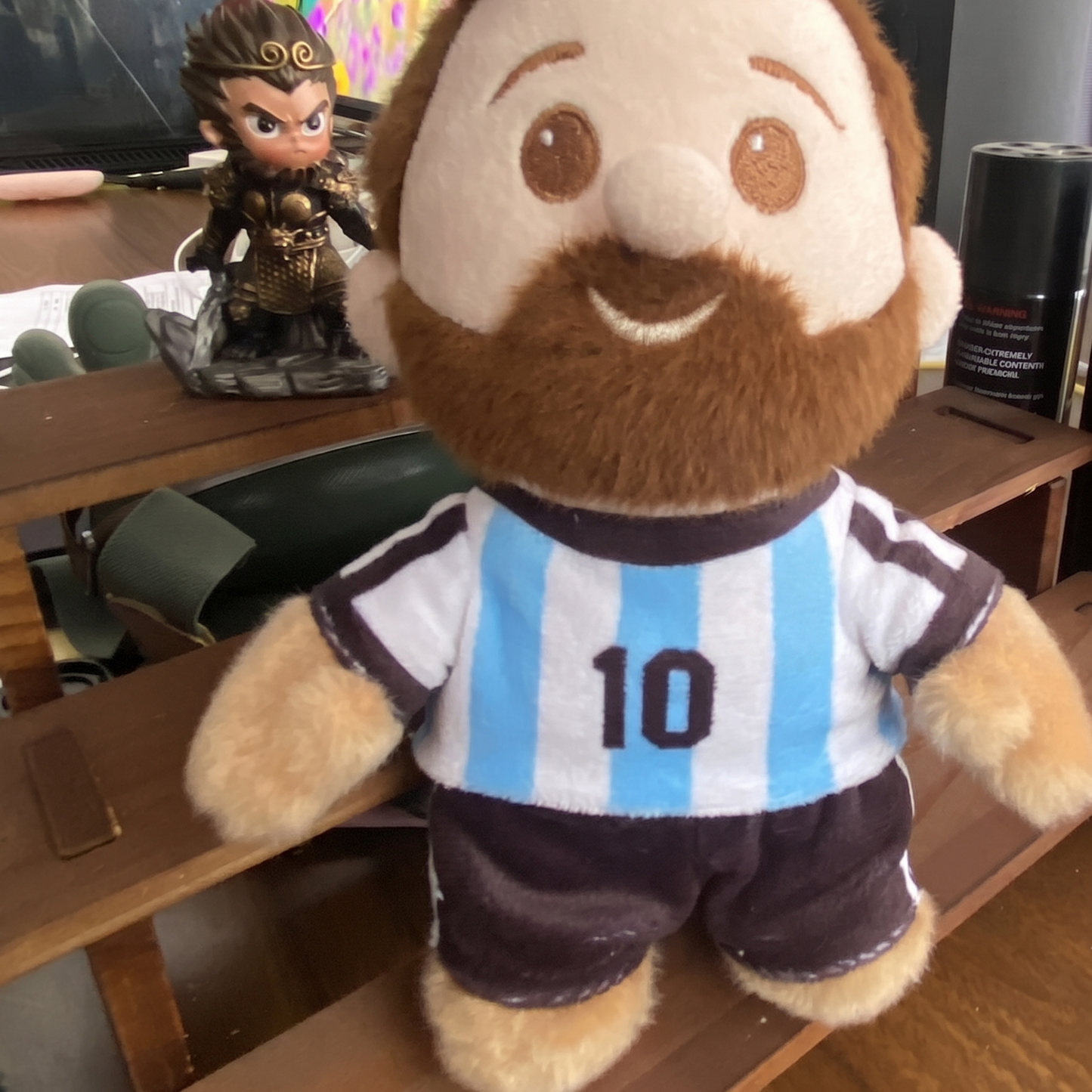 Football legend plush fan-made GOAT collectible front view
