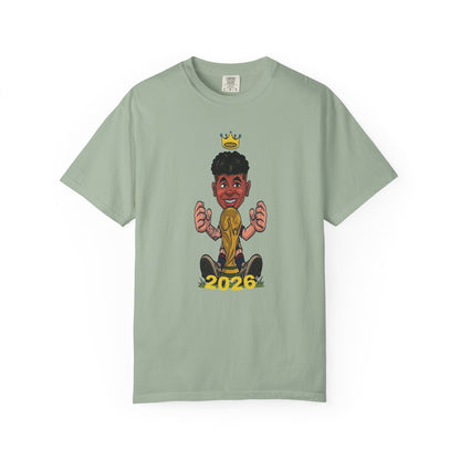 Football prodigy World Cup 2026 shirt with golden crown graphic design
