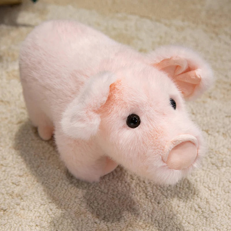 Forest animal plushie set featuring fuzzy brown boar and soft pink piglet stuffed toy