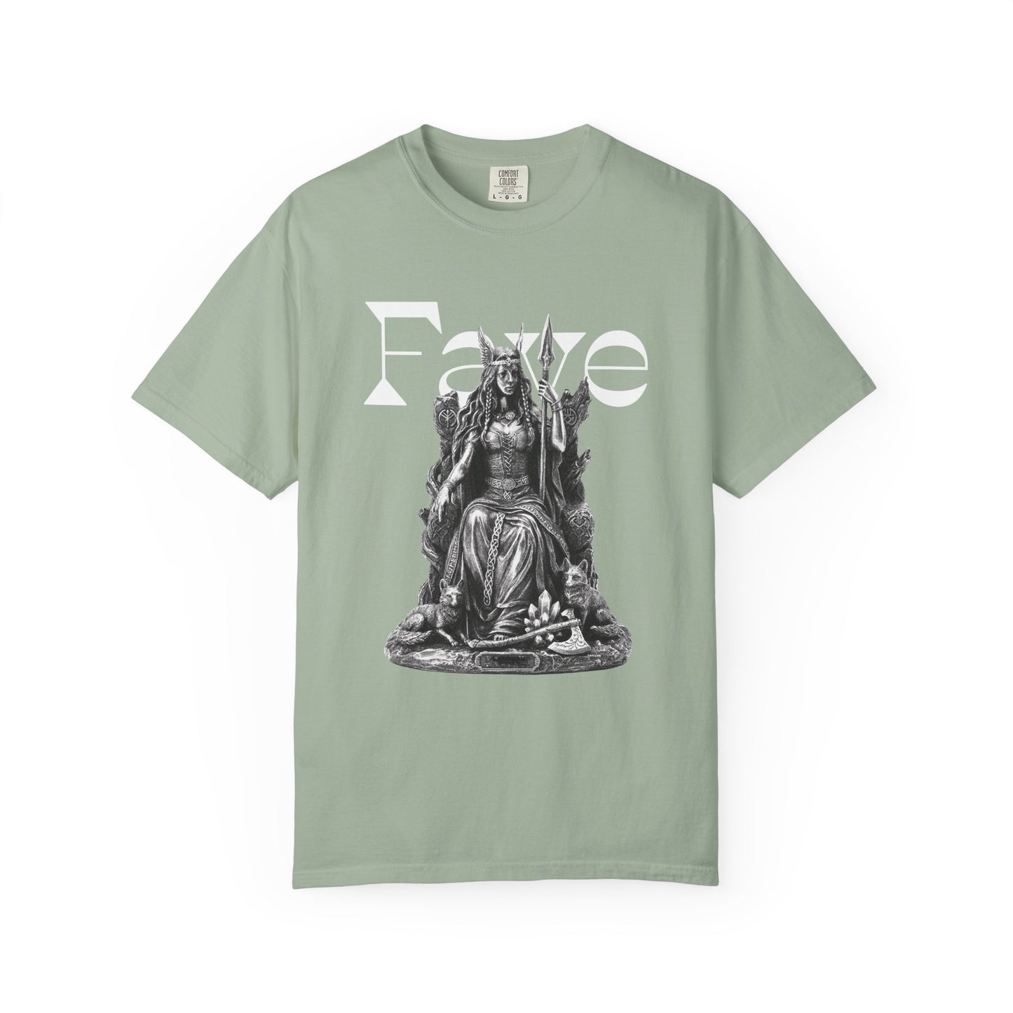 Freyja graphic tee in garment dyed heavyweight cotton with relaxed fit
