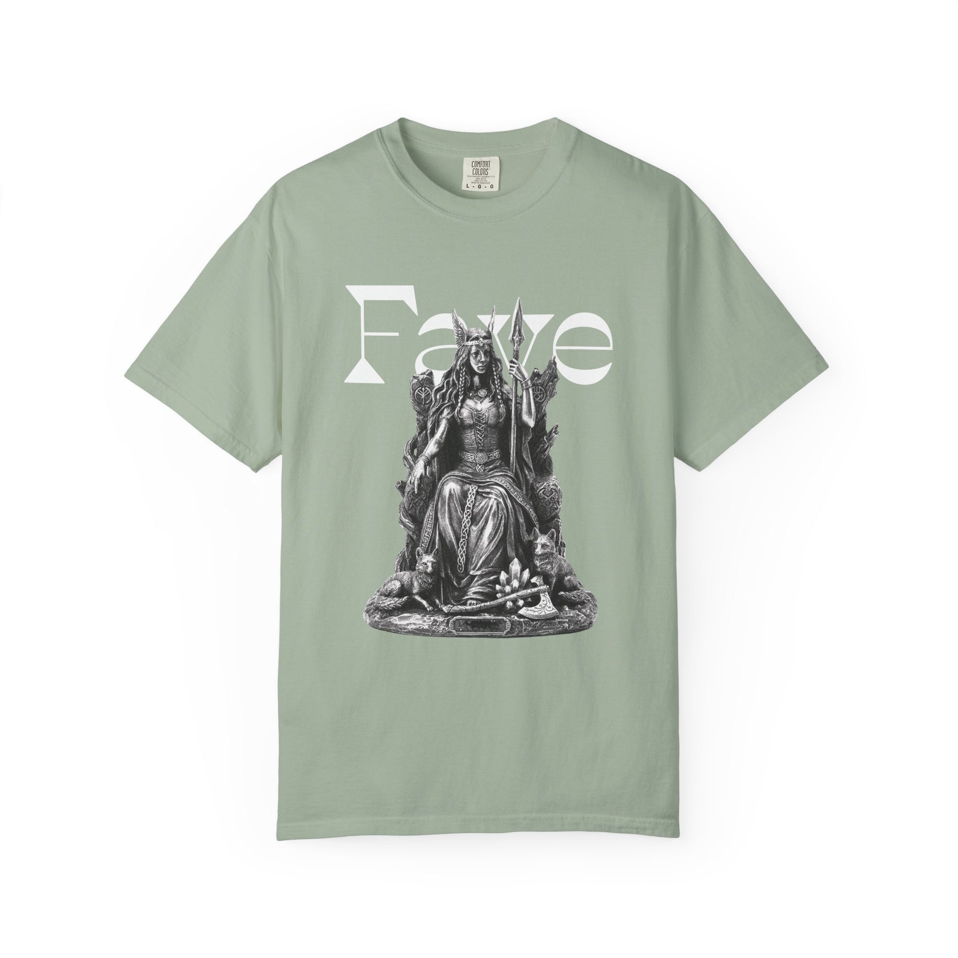 Freyja graphic tee in garment dyed heavyweight cotton with relaxed fit
