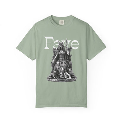 Freyja graphic tee in garment dyed heavyweight cotton with relaxed fit
