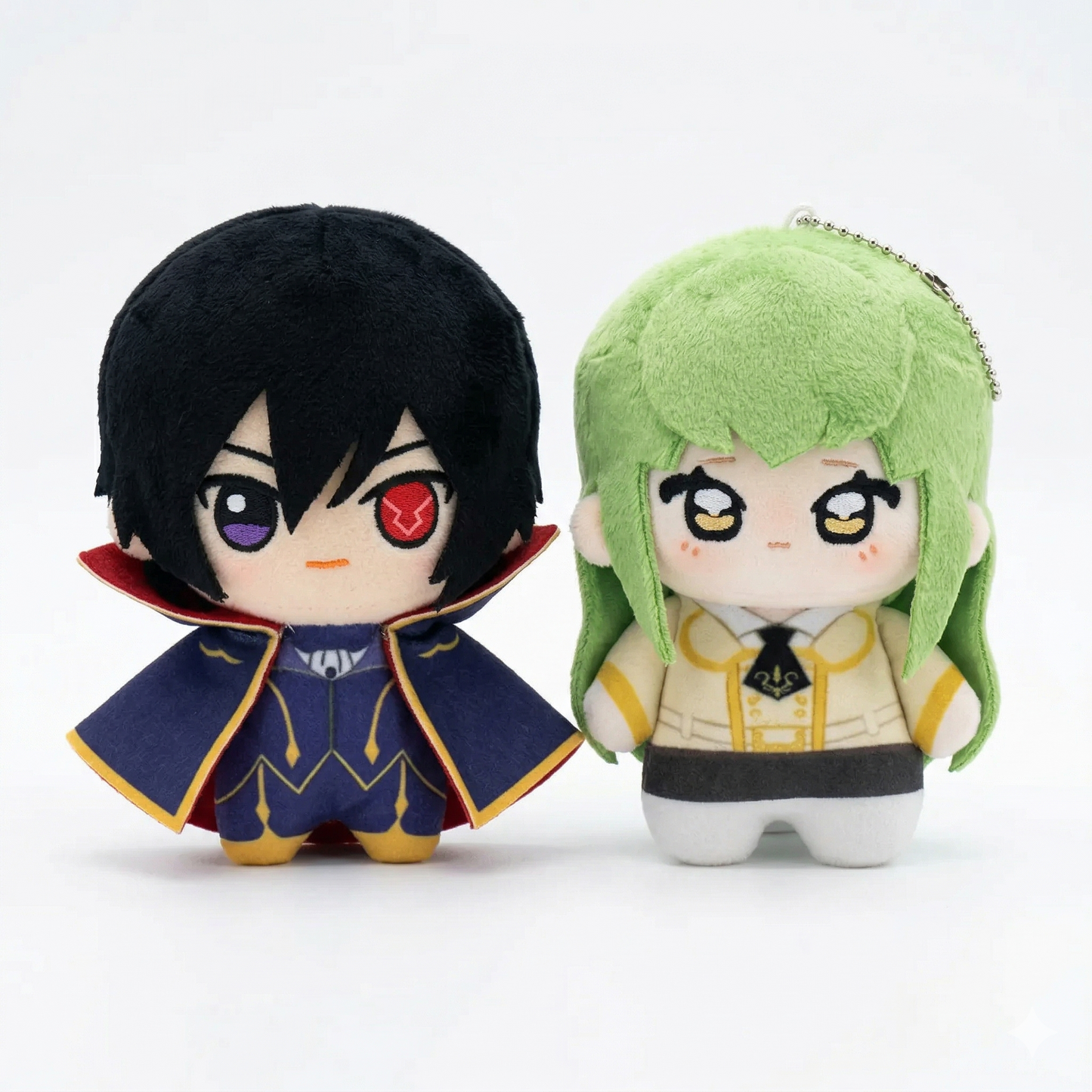 Front view of Code Geass CC plush and Lelouch plush set