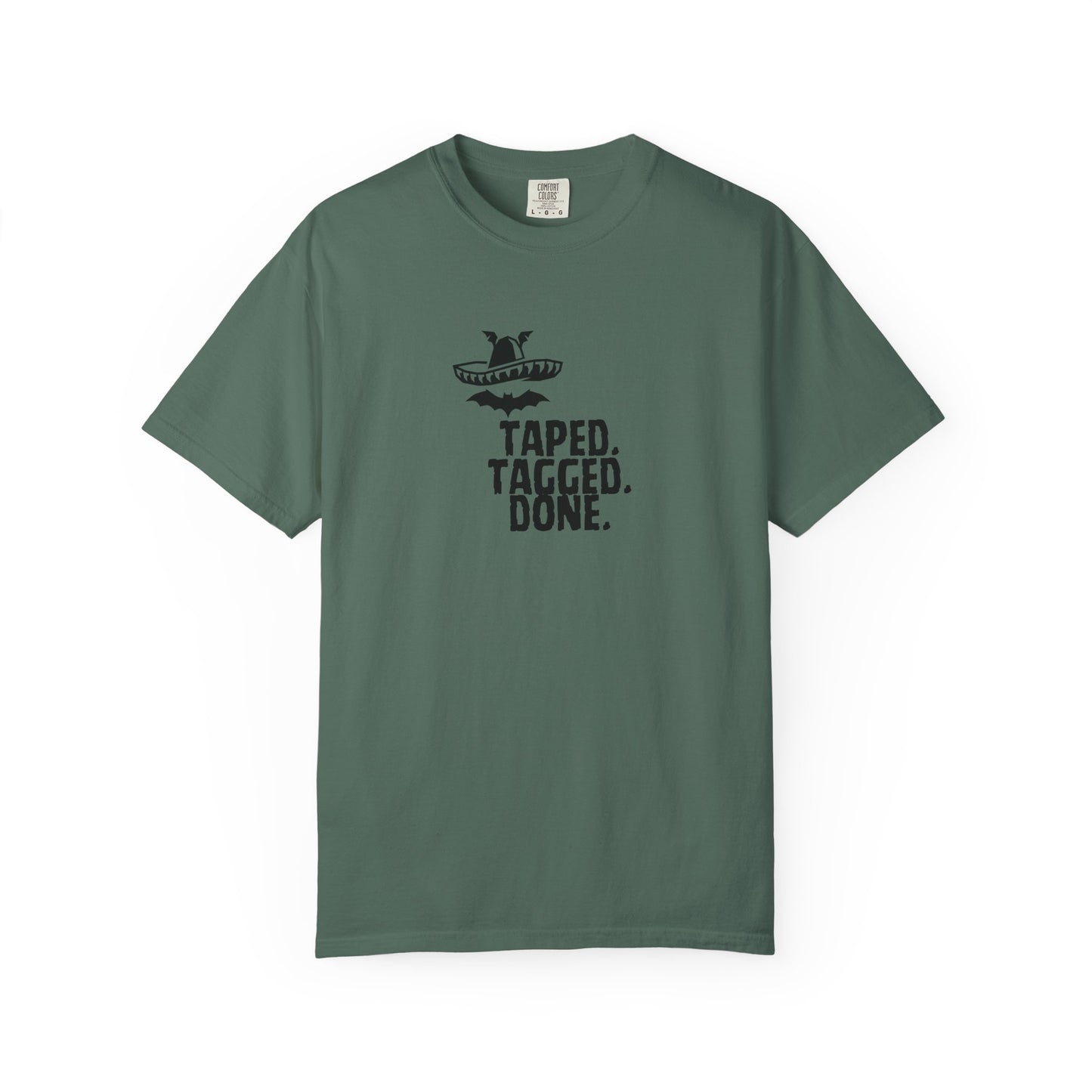 Front view of The Midnight Mariachi graphic tee in relaxed fit Comfort Colors 1717 blank
