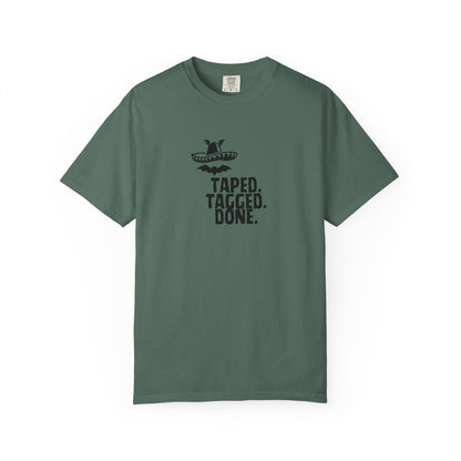 Front view of The Midnight Mariachi graphic tee in relaxed fit Comfort Colors 1717 blank
