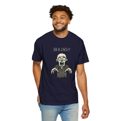 Funny BRAINS zombie 8-bit design.