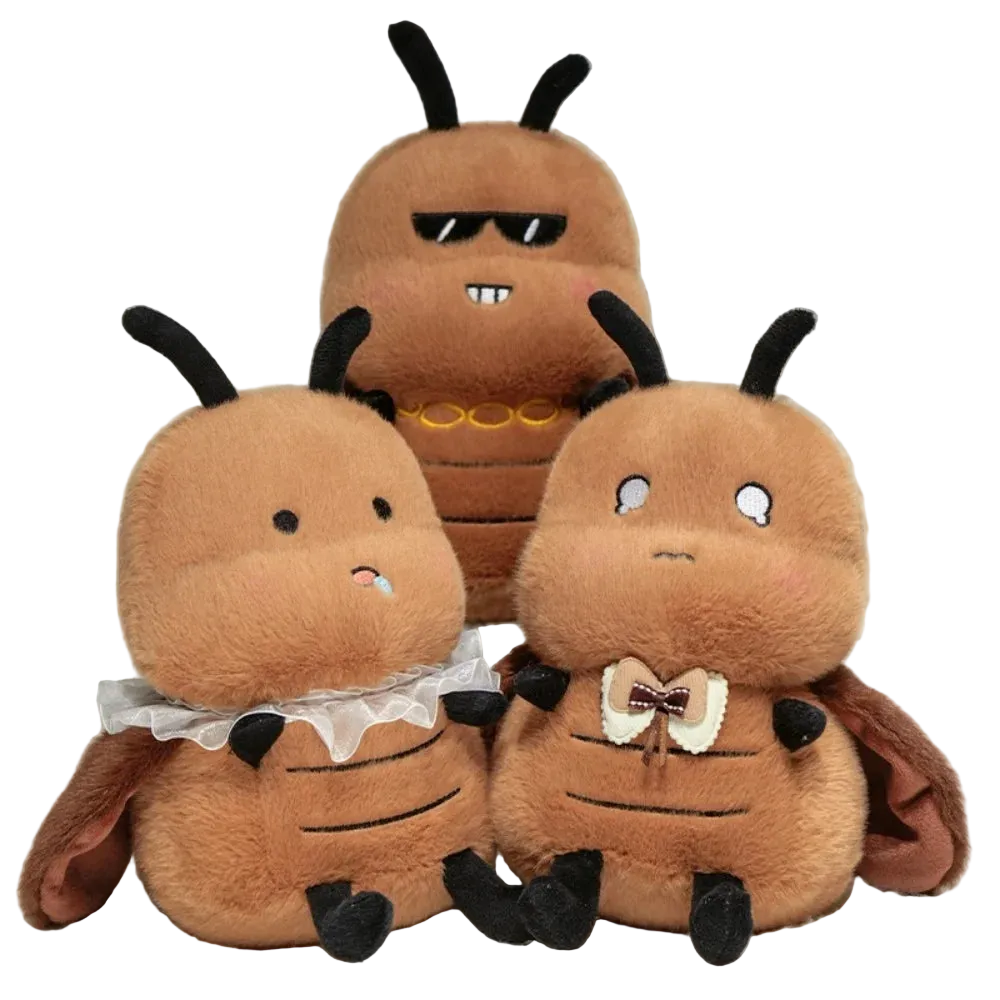 Funny cockroach plush toy 25cm Cool Gangster variant with sunglasses front view