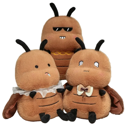Funny cockroach plush toy 25cm Cool Gangster variant with sunglasses front view