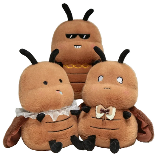 Funny cockroach plush toy 25cm Cool Gangster variant with sunglasses front view
