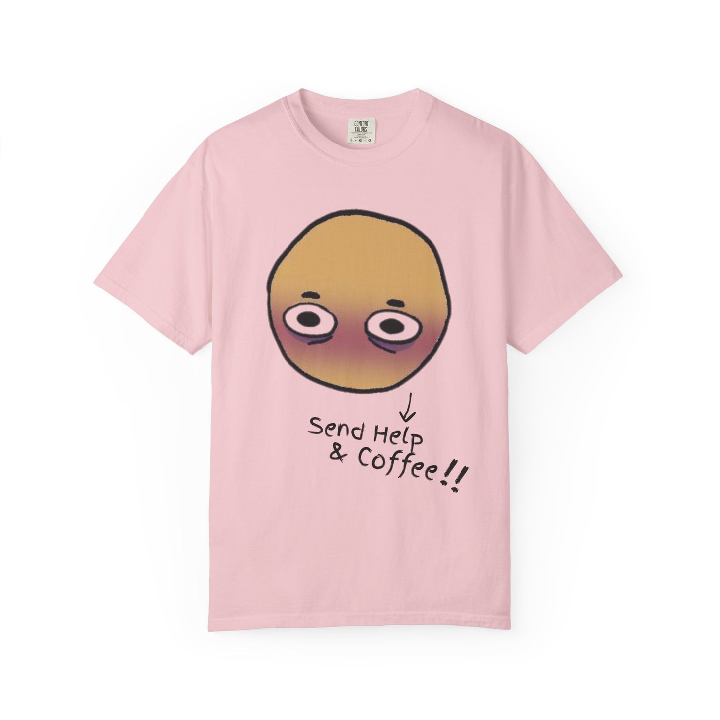 Funny graphic tee with sleepy kawaii face on Comfort Colors 1717 heavyweight cotton