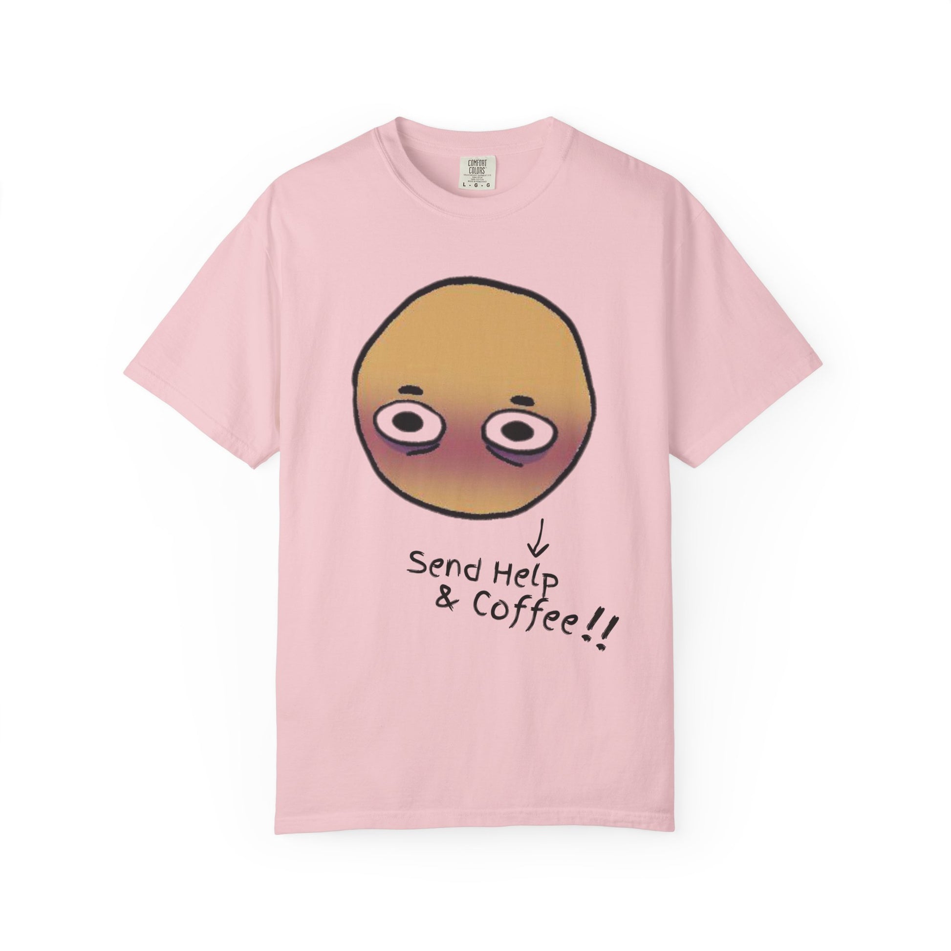 Funny graphic tee with sleepy kawaii face on Comfort Colors 1717 heavyweight cotton
