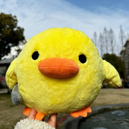 Funny meme duck plush with knife, huggable yellow duck plush
