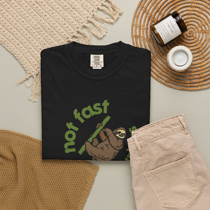 Funny sloth graphic tee gift wrapped for birthday presented on neutral background