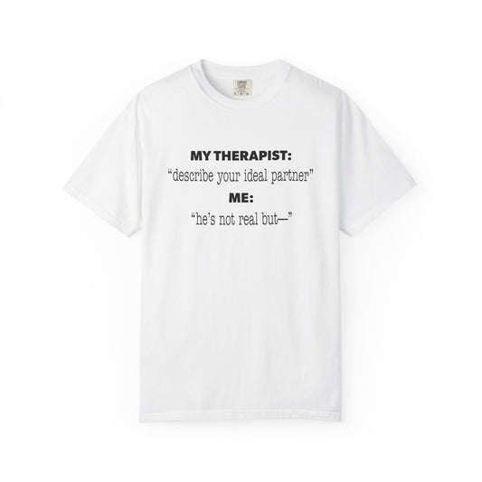 Funny yumejoshi t-shirt he's not real but comfort character tee