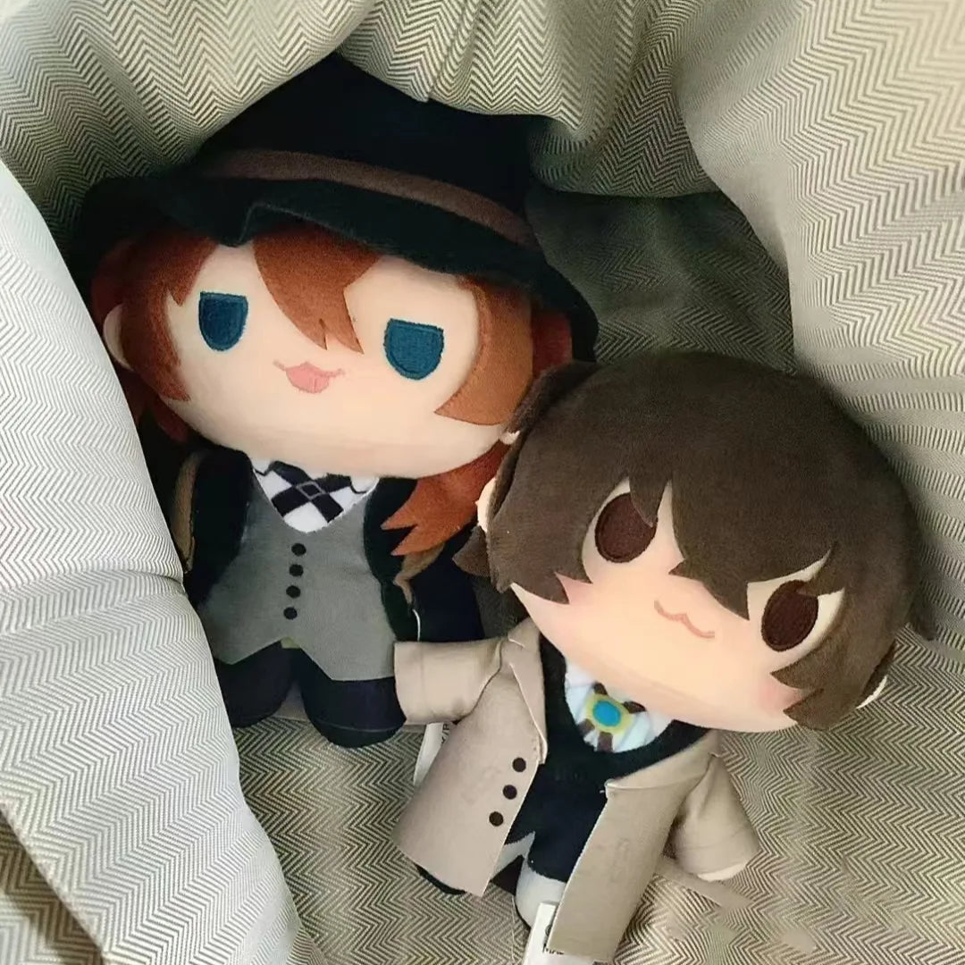 Fyodor Dostoevsky plush BSD character with purple hair and white outfit
