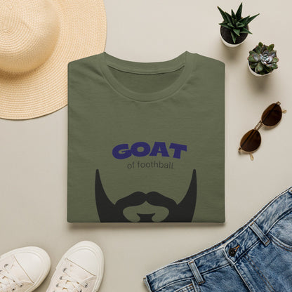 GOAT 10 soccer tee close-up of tubular knit fabric texture in natural light
