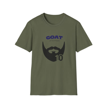 GOAT number 10 tee close-up showing DTG print detail and ink sharpness