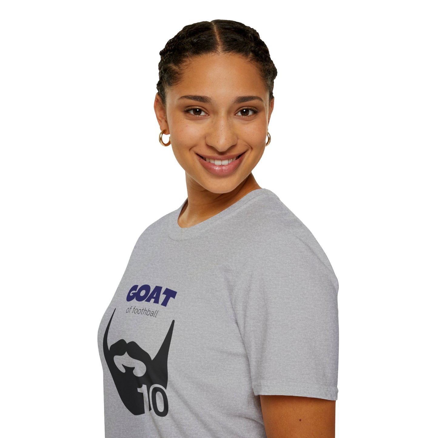 GOAT number 10 tee worn outdoors in casual street style setting
