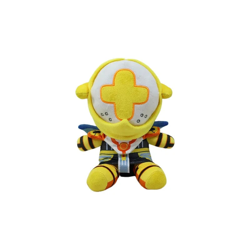 Gabriel plush character alongside v1 and v2 machines