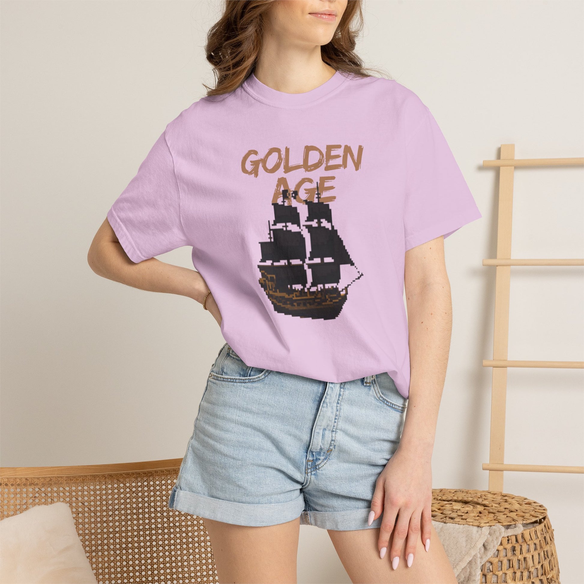 Galleon graphic tee in sage green Comfort Colors 1717 product shot
