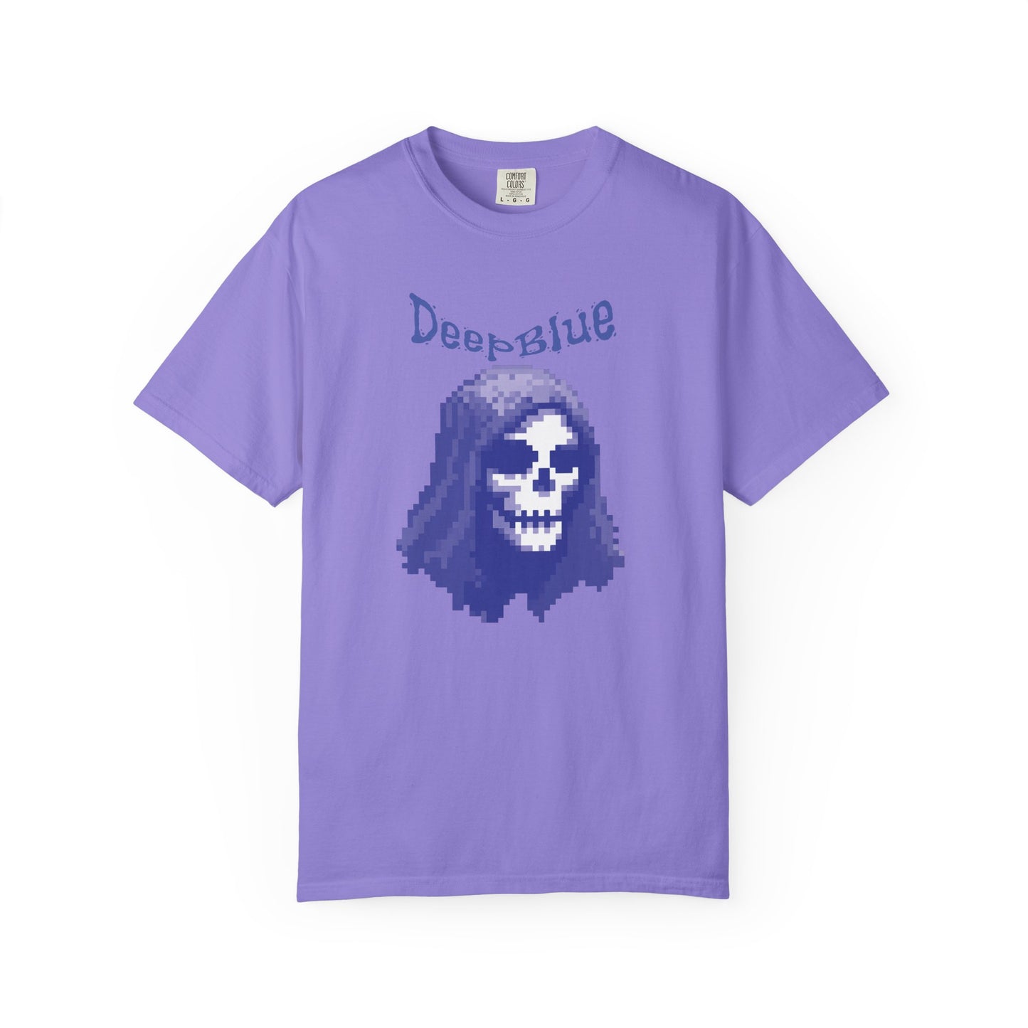 Gaming culture apparel Deep Blue pixel art unisex shirt folded
