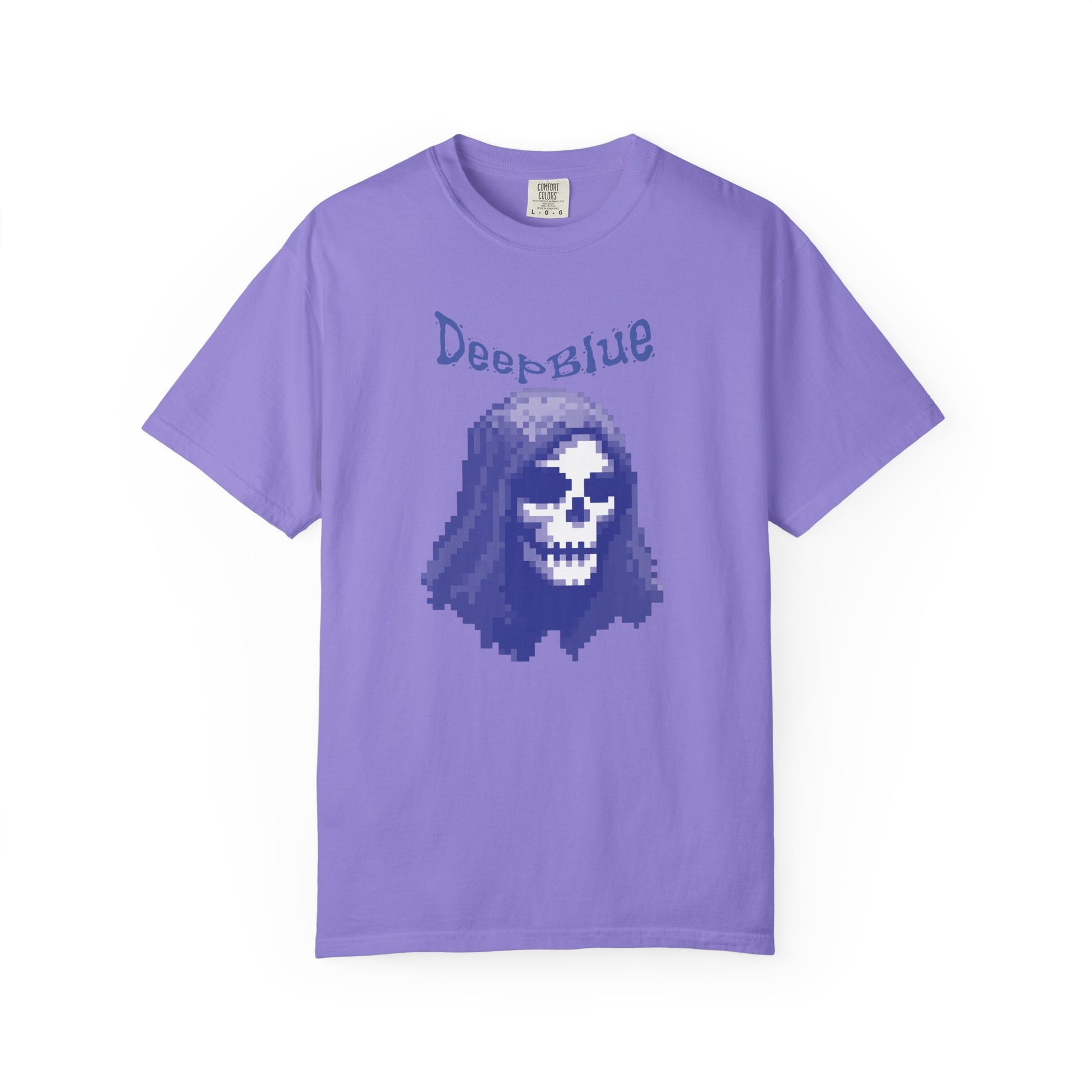 Gaming culture apparel Deep Blue pixel art unisex shirt folded
