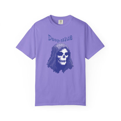 Gaming culture apparel Deep Blue pixel art unisex shirt folded
