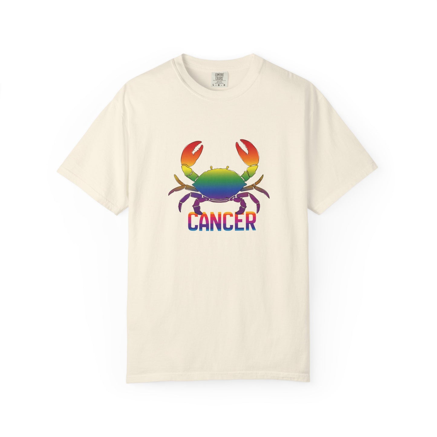 Garment-dyed Cancer sign shirt with bold colorful crab design