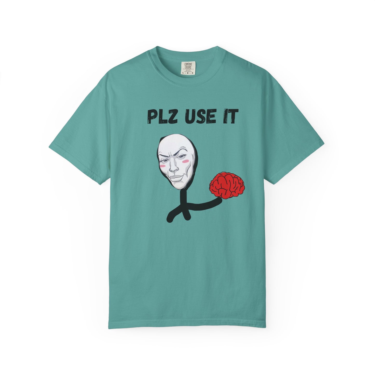 Garment-dyed ring-spun cotton t-shirt featuring minimalist brain illustration