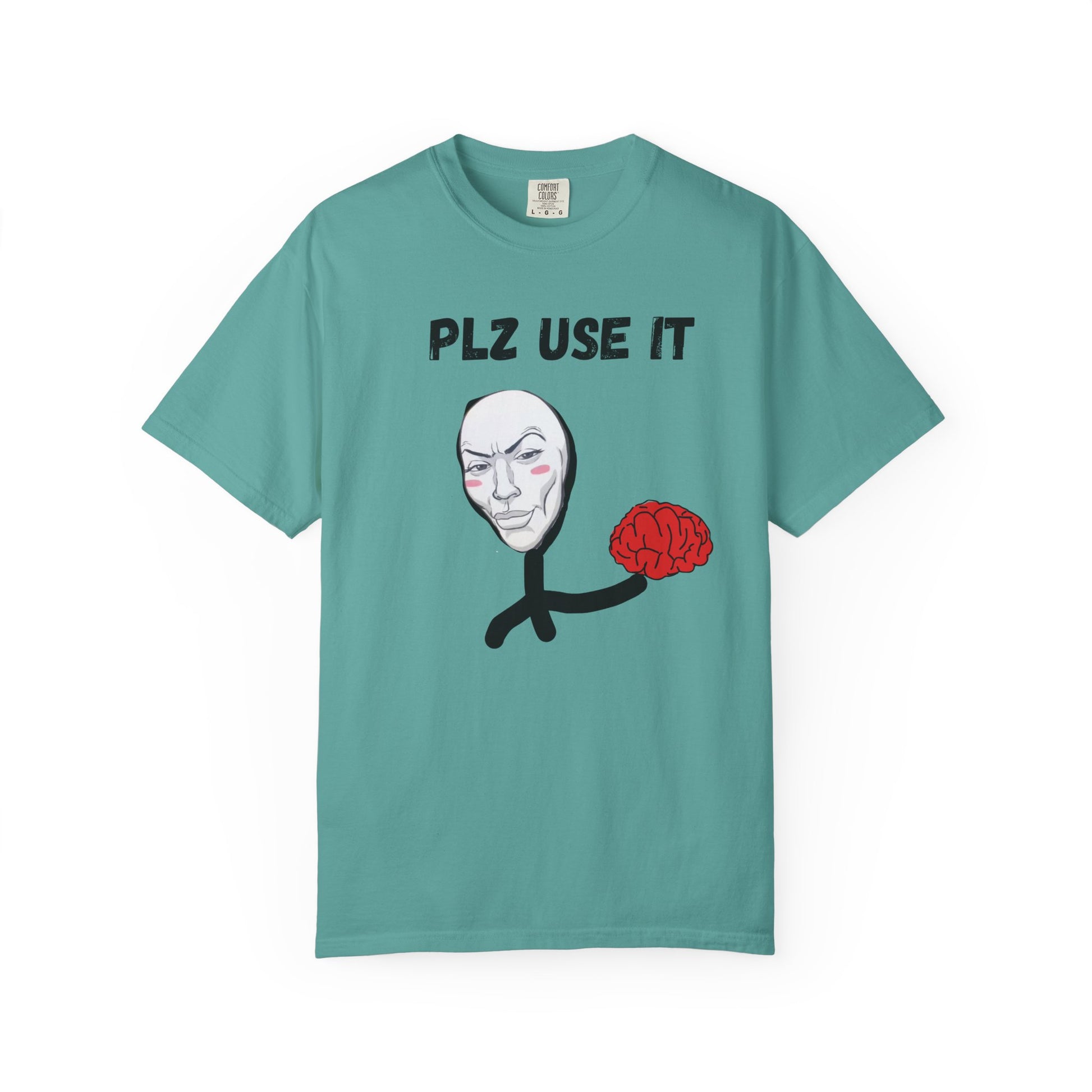 Garment-dyed ring-spun cotton t-shirt featuring minimalist brain illustration