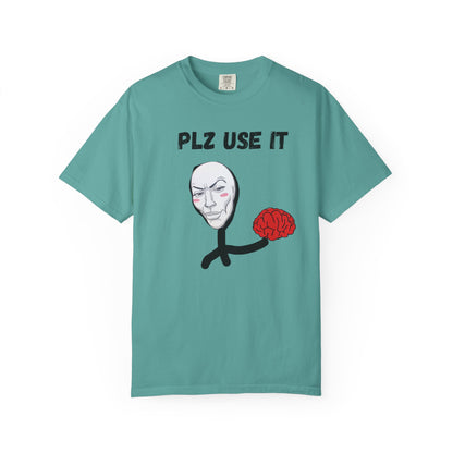 Garment-dyed ring-spun cotton t-shirt featuring minimalist brain illustration