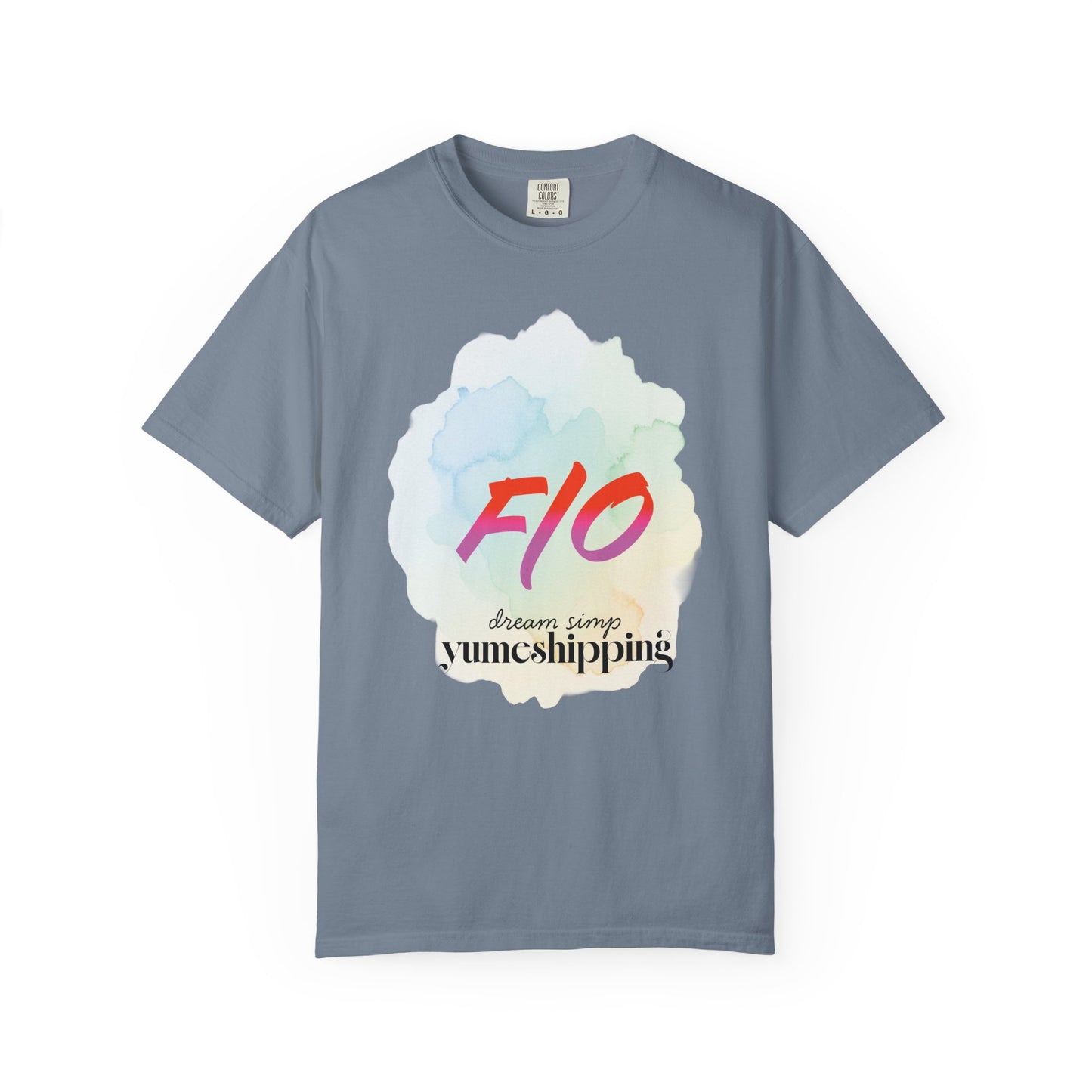 Garment-dyed yumeshipping tee showing soft broken-in color and lived-in vibe
