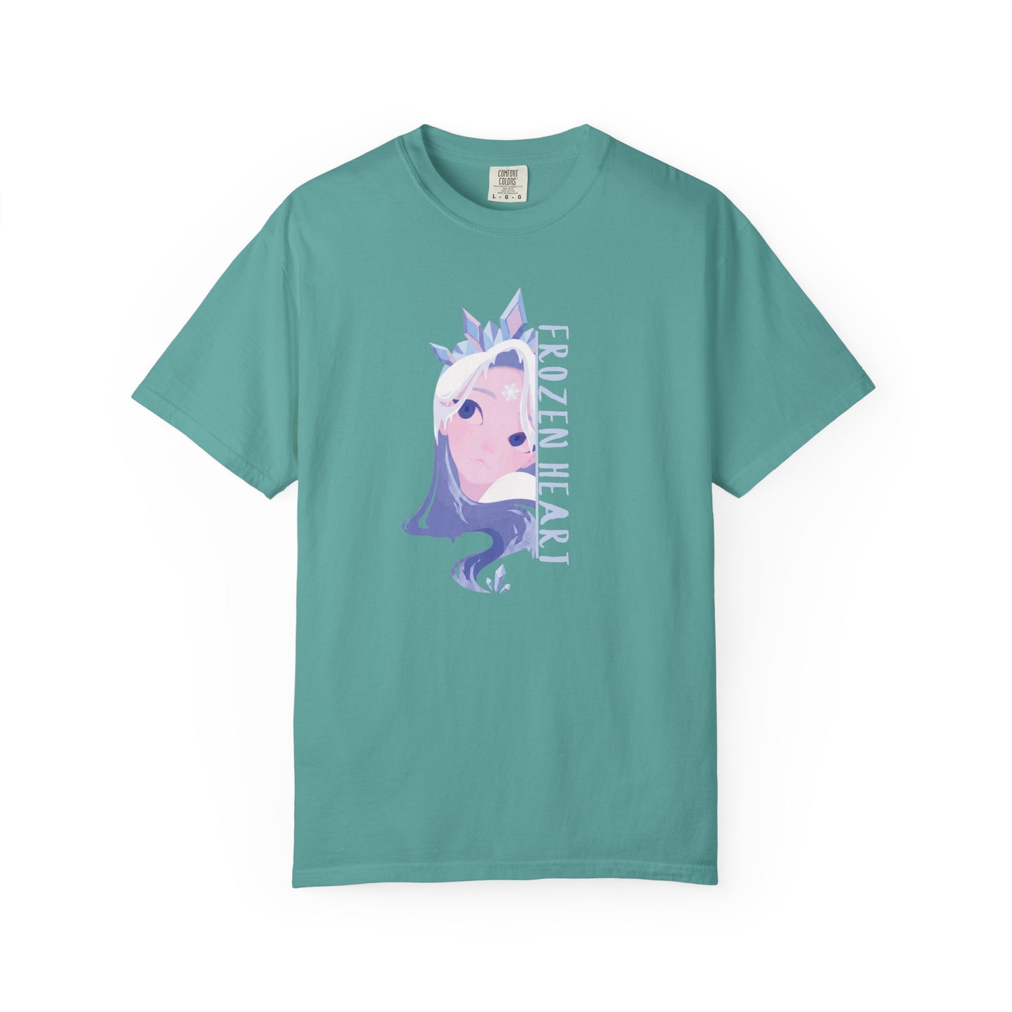 Garment dyed anime shirt showing rich color depth and lived-in texture on comfort colors blank

