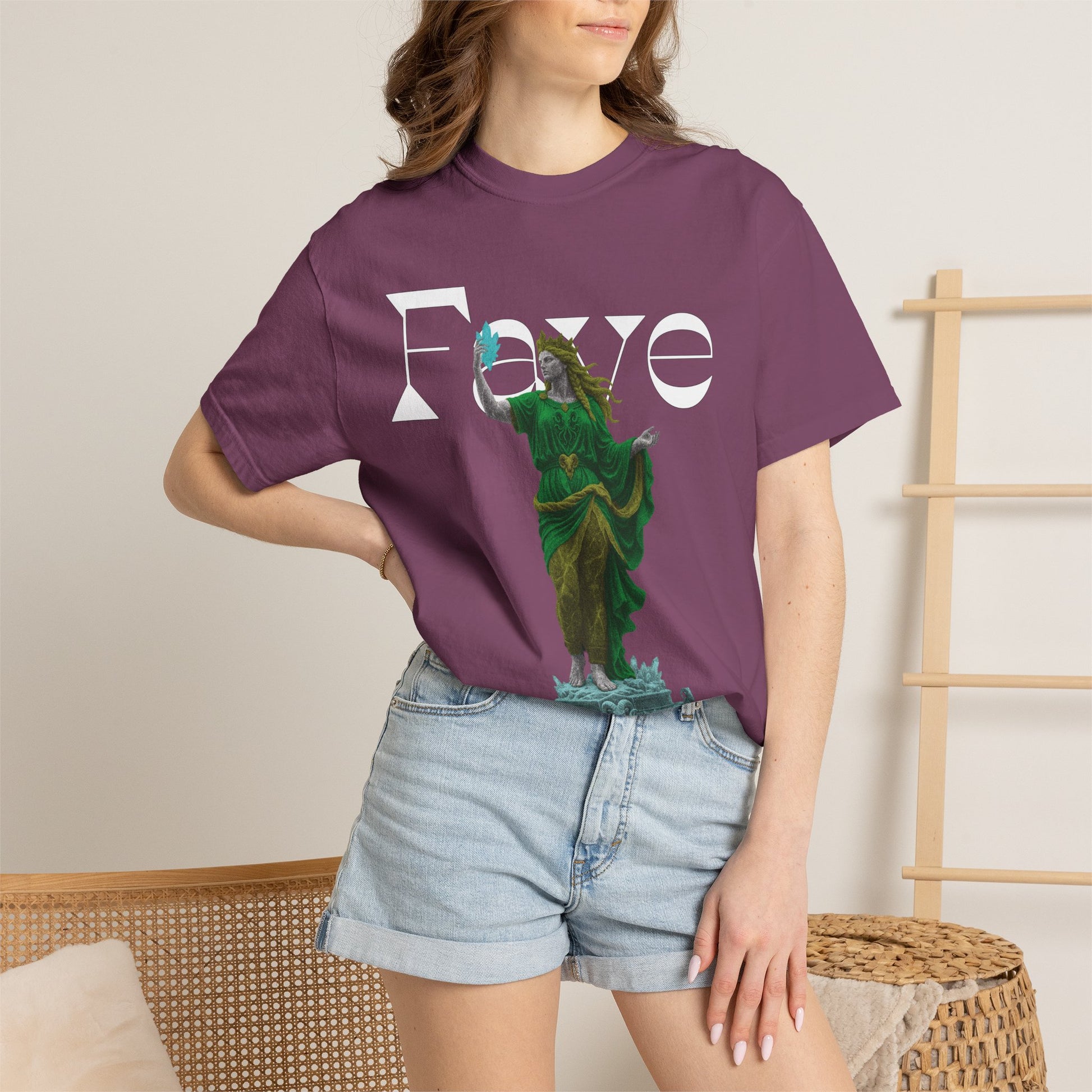 Garment dyed heavyweight tee back view showing seamless tubular knit
