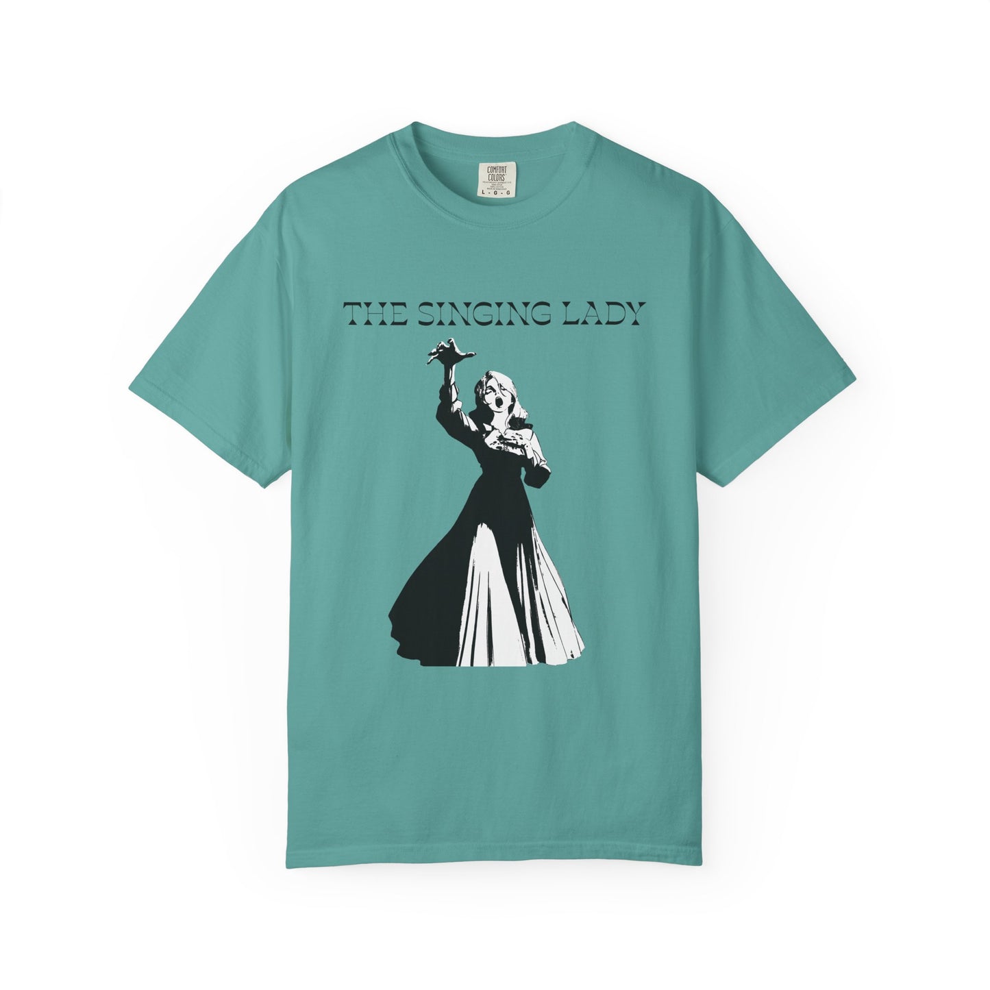Garment dyed heavyweight tee in black with vintage music artwork
