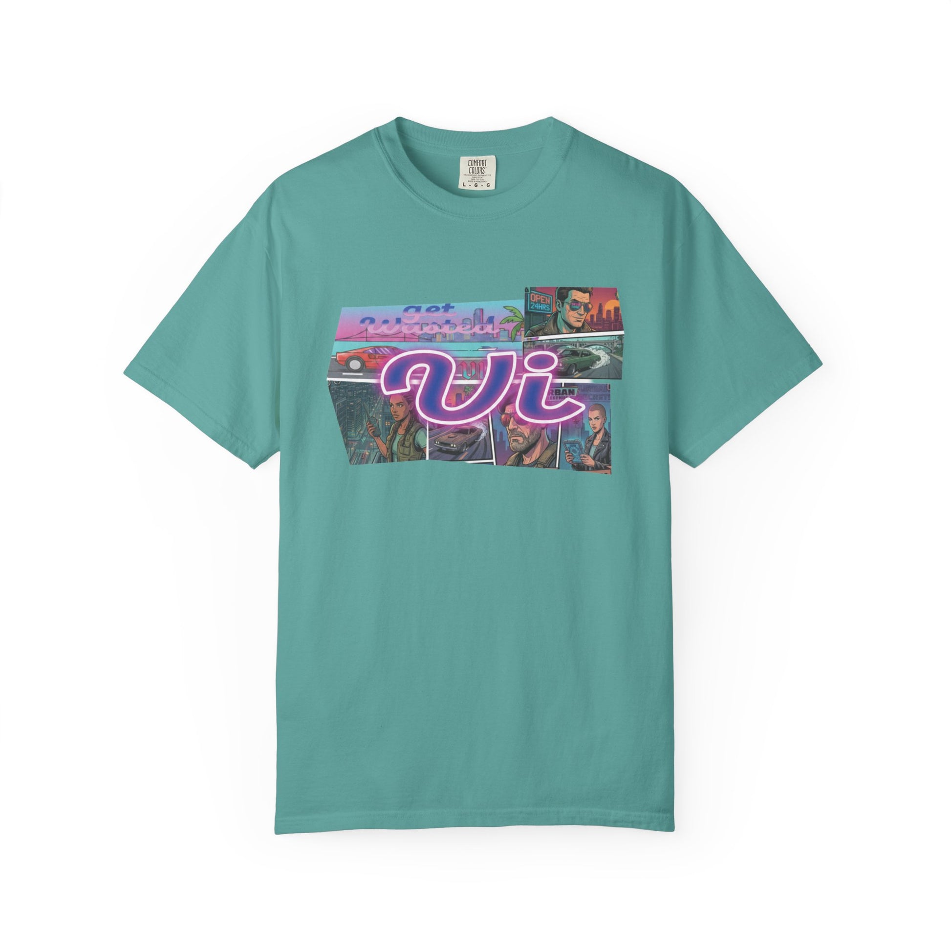 Garment dyed retro crime saga tee