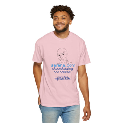 Garment dyed statement tee natural lighting lived in texture overhead shot
