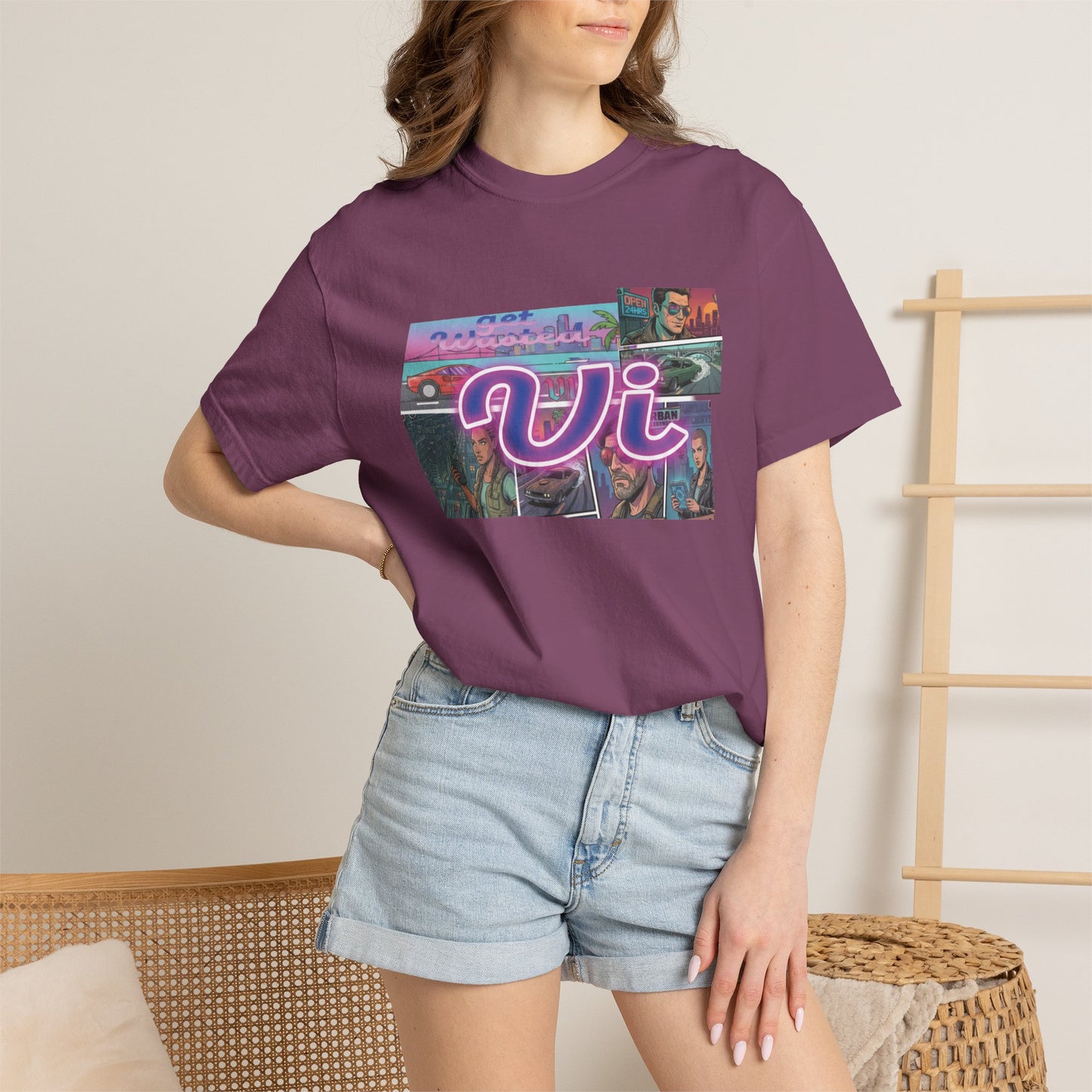 Garment dyed sunset palm graphic tee
