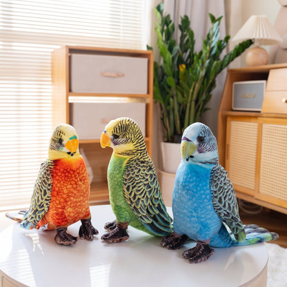 Realistic Budgie Plush Toy 23cm | Lifelike Budgerigar Stuffed Animal | 5 Color Variants