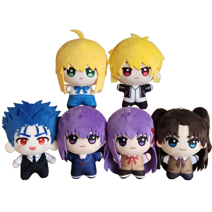 Fate/Stay Night Anime Plushies Saber Gilgamesh Lancer Rin Sakura Casual School Outfit 10cm Collectible