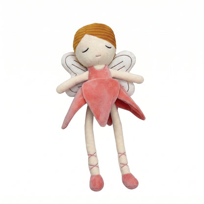 Handmade Flower Fairy Plushie Ballerina Doll | Petal Skirt Winged Fairy Stuffed Animal | Sleepy Eye Nursery Decor Plush 31cm 32cm 34cm