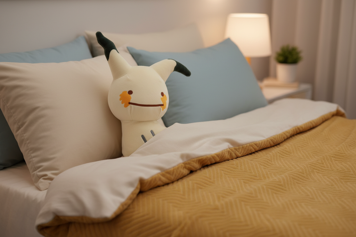 Ghost type Pokemon plush Mimikyu side profile