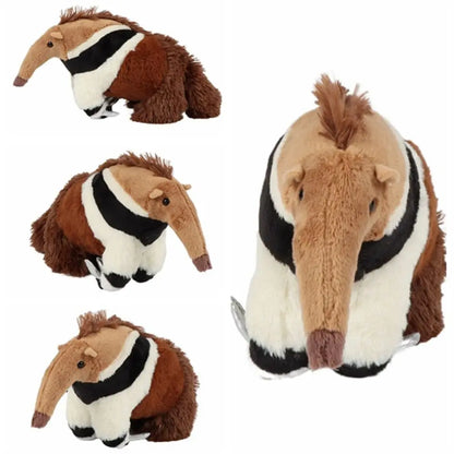 Giant anteater plush toy 27cm with long snout and bushy tail on white background