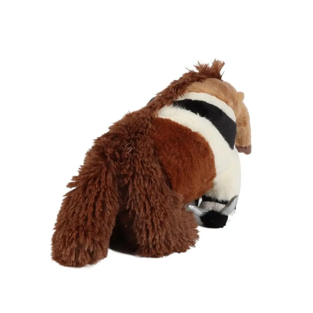 Giant anteater plush toy bushy tail detail close-up

