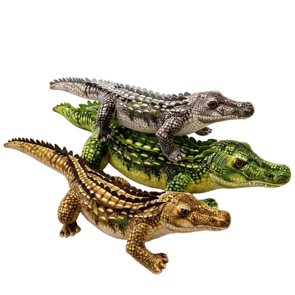 Giant crocodile plush toy in green, 90cm lifelike alligator stuffed animal displayed on sofa