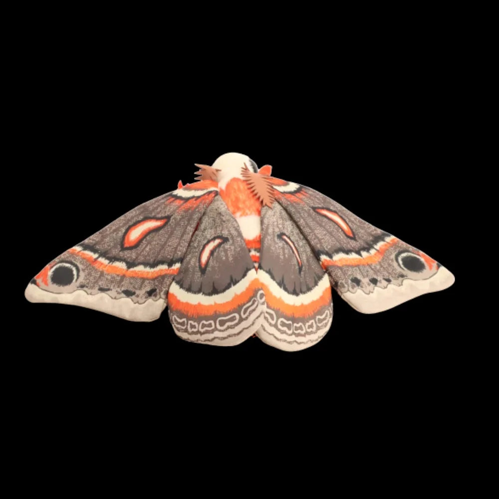 Giant moth plush stuffed animal handmade style on white background
