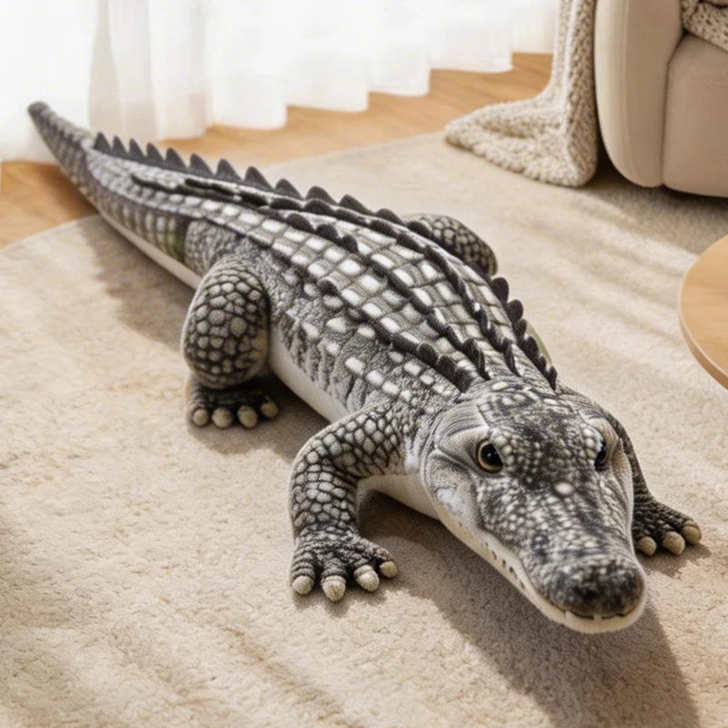 Giant reptile stuffed animal, life-size crocodile toy 90cm as living room decor centerpiece