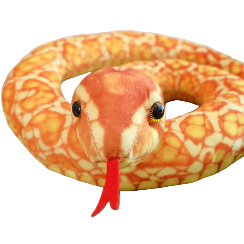 Giant snake plush 120cm coiled around gaming chair snake room decor setup