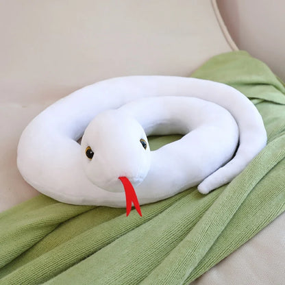 Giant snake plushie 120cm full body length displayed on couch